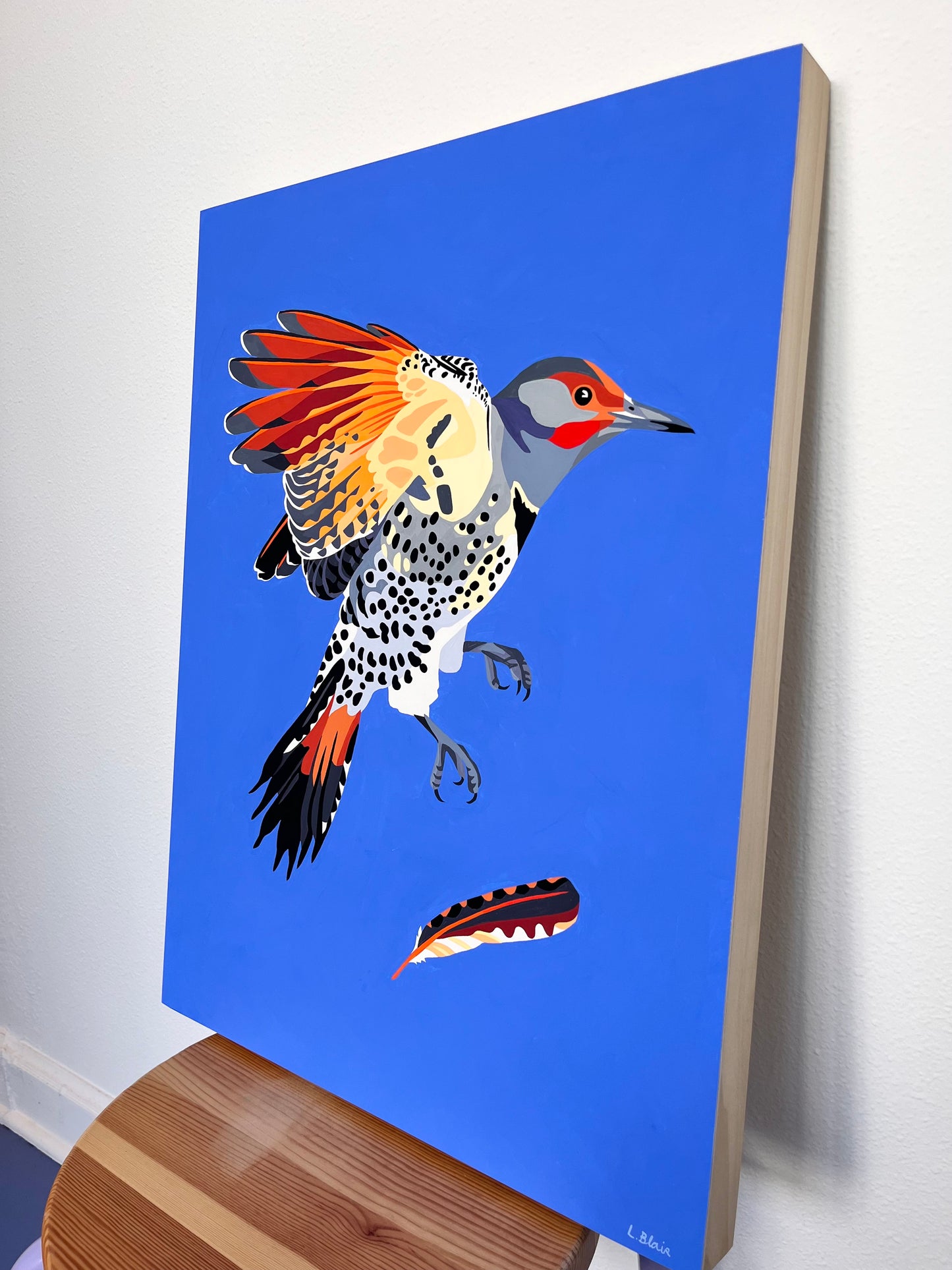 Northern Flicker Original Painting on Birch Panel