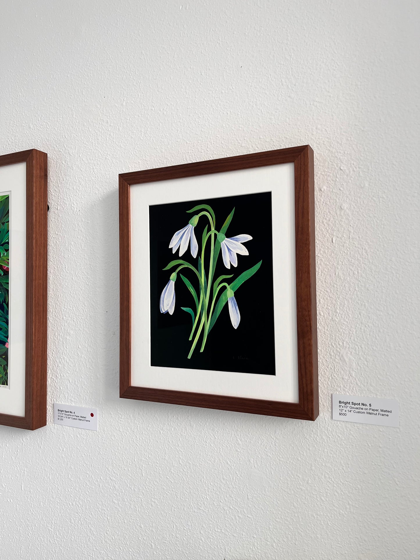 Snowdrops Original Painting on Paper with Custom Frame