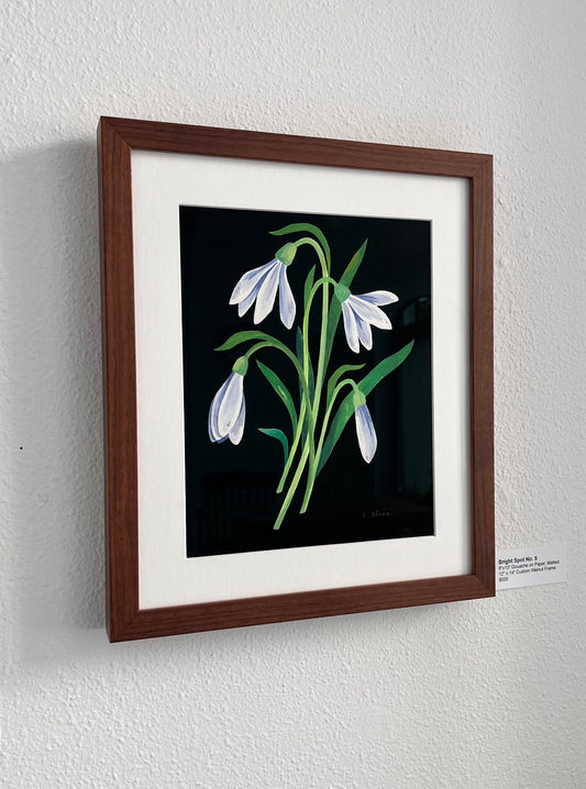 Snowdrops Original Painting on Paper with Custom Frame