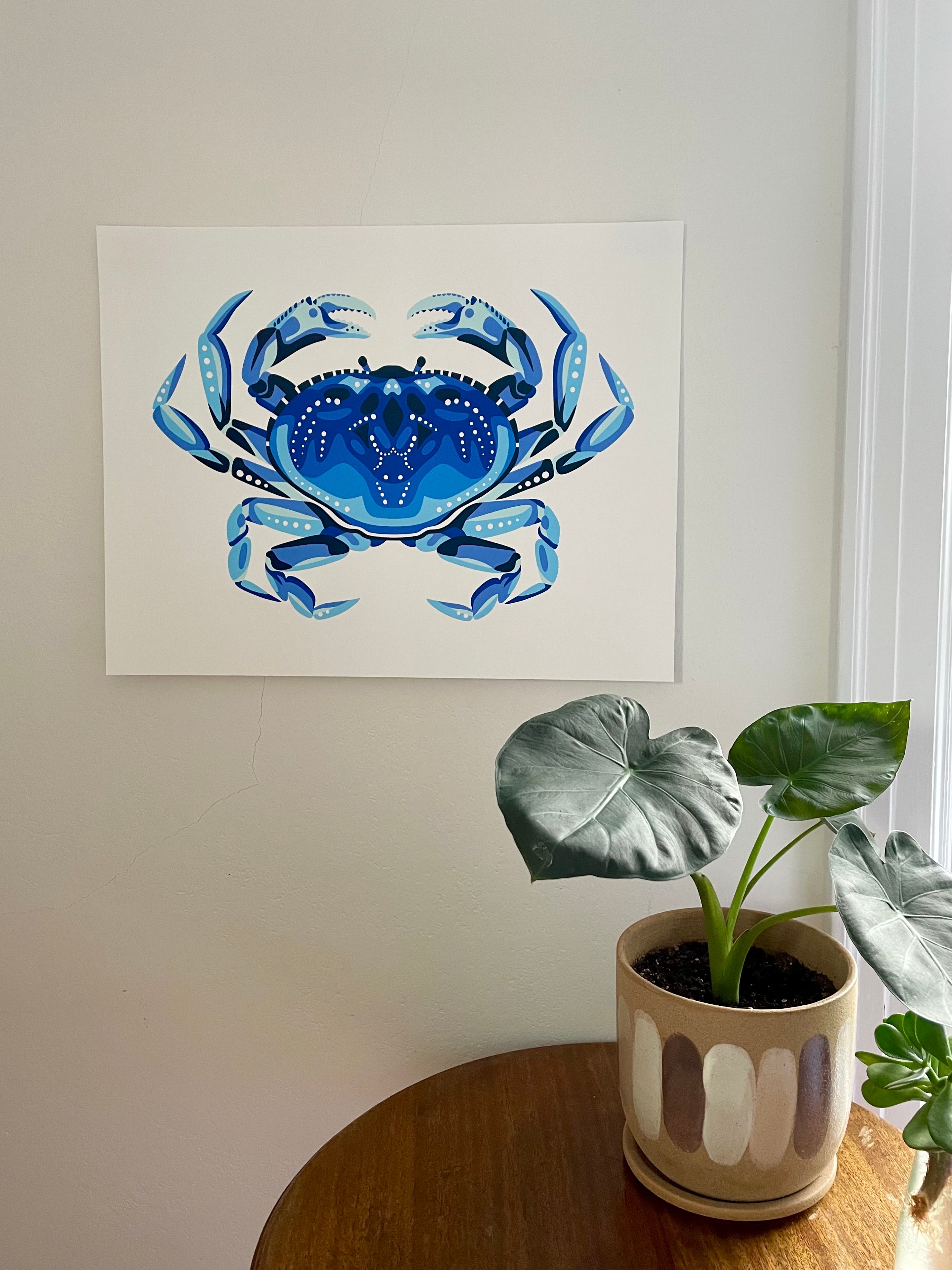 Blue Bayou: Fine art giclee crab print from original acrylic 2024 blue crab painting